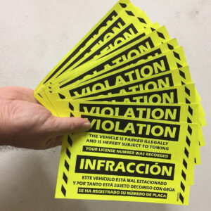 Parking Violation Stickers (Bilingual – English/Spanish)