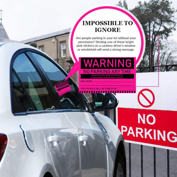 warning no parking any time sticker pink 03 v1