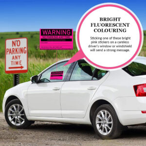 warning no parking any time sticker pink 04 v1