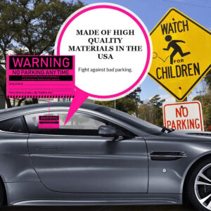 warning no parking any time sticker pink 05 v1