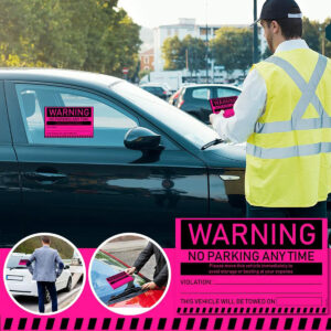 warning no parking any time sticker pink 06 v1