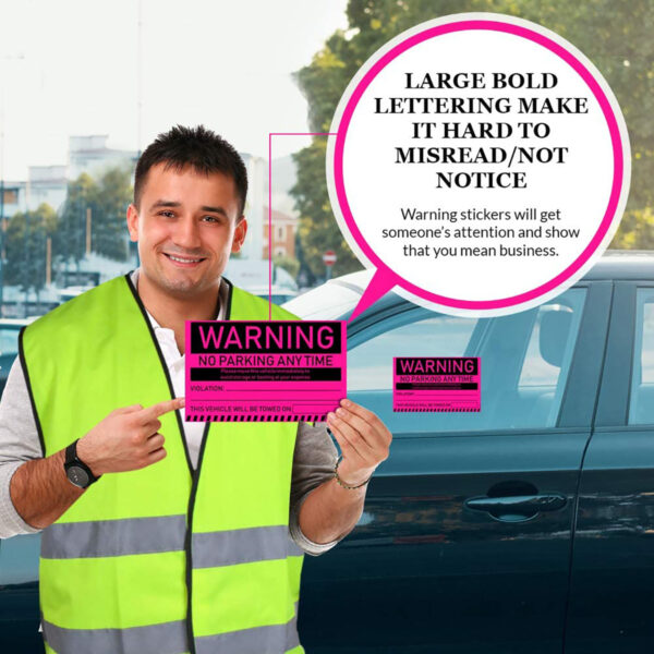 warning no parking any time sticker pink 07 v1