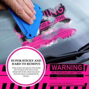 warning no parking any time sticker pink 08 v1