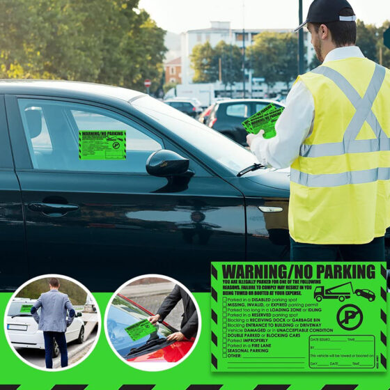 warning no parking multi reason sticker green 07 v1