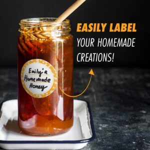mess dissolvable canning labels on jar of honey