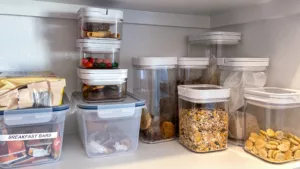 pantry containers filled with various items